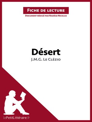 cover image of Désert de J. M. G. Le Clézio (Fiche de lecture)